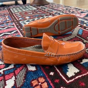 COLE HAAN orange patent leather driving moccasin loafers - 8.5